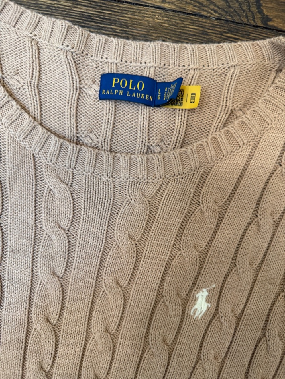 Ralph Lauren Cable Knit Sweater in Taupe - Picture 2 of 2